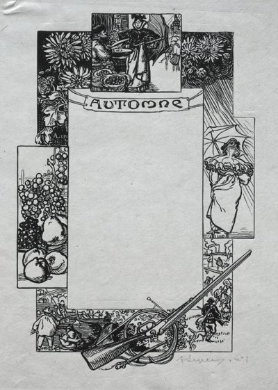 パリ年鑑、1897年: 飾り枠、秋 作： Auguste Louis Lepère