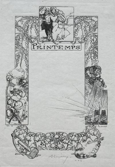 パリ年鑑、1897年: 飾り枠、春 作： Auguste Louis Lepère