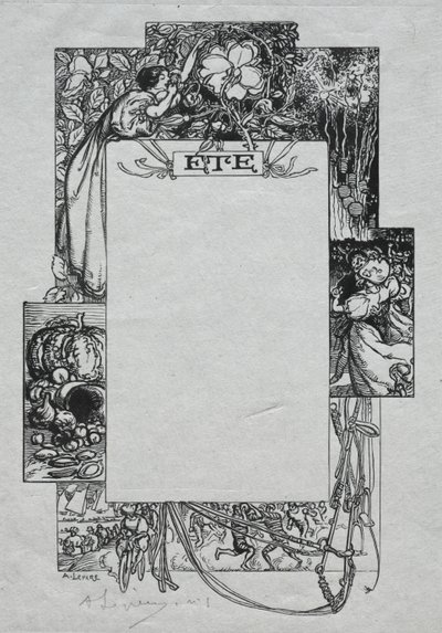 パリアルマナック、1897年：装飾的な境界、夏、1897年。 作： Auguste Louis Lepère