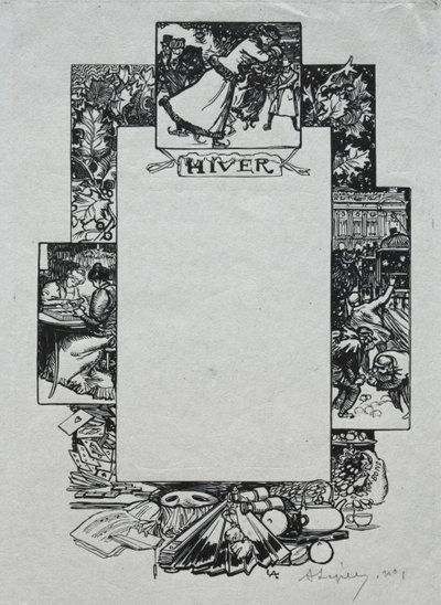 パリ年鑑、1897年: 飾り枠、冬 作： Auguste Louis Lepère