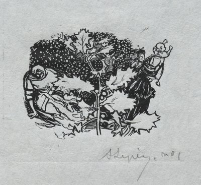 パリアルマナック、1897年：テールピース、冬、1897年。 作： Auguste Louis Lepère