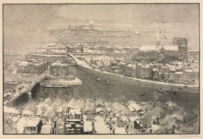 雪のパリ 作： Auguste Louis Lepère