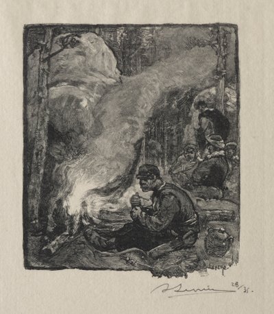 木こりの昼食、1887年。 作： Auguste Louis Lepère
