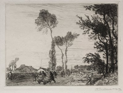 サンジャンドモンの市場からの帰還、1910年。 作： Auguste Louis Lepère