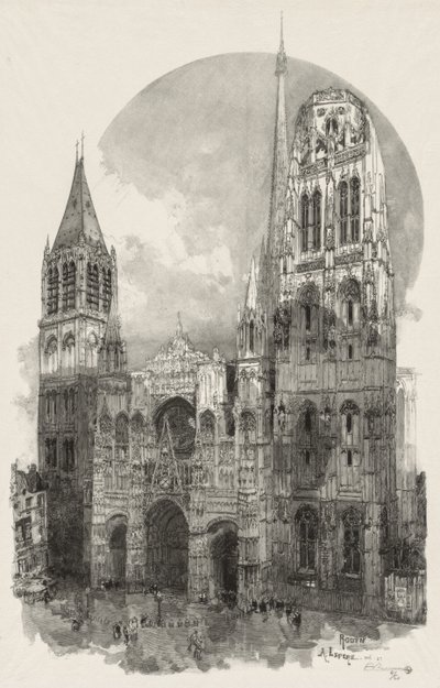 ルーアンのイラスト入り：ルーアン大聖堂、1888年。 作： Auguste Louis Lepère