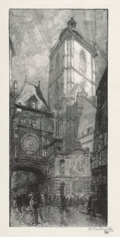 Rouen Illustrated：La Gros Horloge、1888。 作： Auguste Louis Lepère