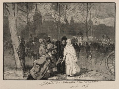 シャトレ劇場を出る 作： Auguste Louis Lepère
