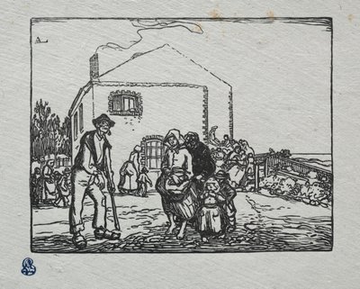 ラストハウスでの乞食、1905年。 作： Auguste Louis Lepère