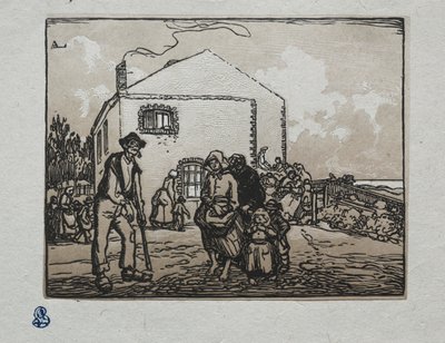 ラストハウスでの乞食、1905年。 作： Auguste Louis Lepère