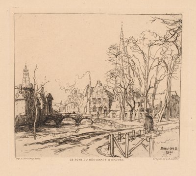 ブルージュのベギナージュ橋ラポンデュベギナージュアブルージュ、1901年。 作： Auguste Louis Lepère