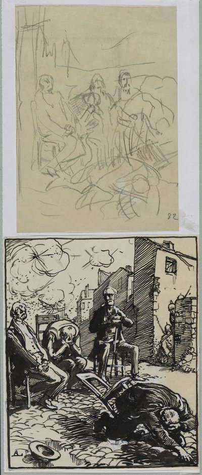 1914年、3人の人質が座った。 作： Auguste Louis Lepère