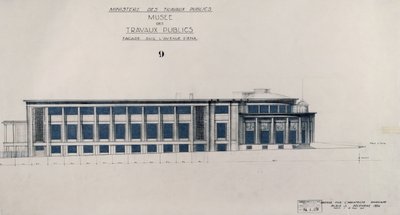 パリ、イエナ通り、ファサード、公共職業美術館プロジェクト 作： Auguste Perret