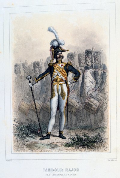 1859年、グレナディエ人パイドのドラム少佐。 作： Auguste Raffet