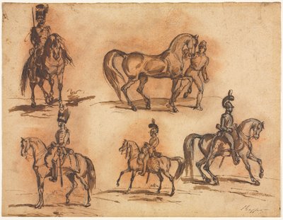 5 つの馬術研究: 騎兵 作： Auguste Raffet
