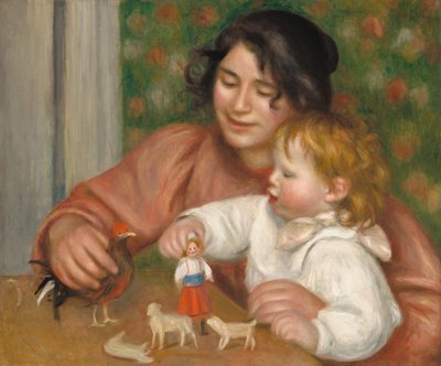 おもちゃを持つ子供 - ガブリエルと芸術家の息子、ジャン 作： Auguste Renoir