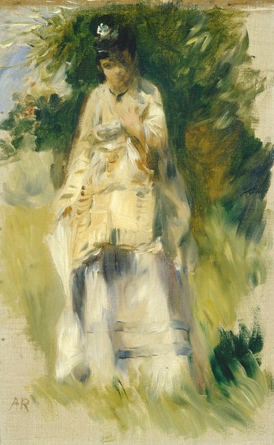木のそばに立つ女性 作： Auguste Renoir