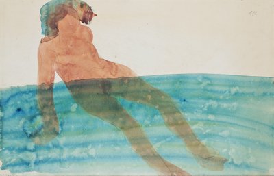 入浴中の女性、1902年以前（紙に鉛筆と水彩） 作： Auguste Rodin