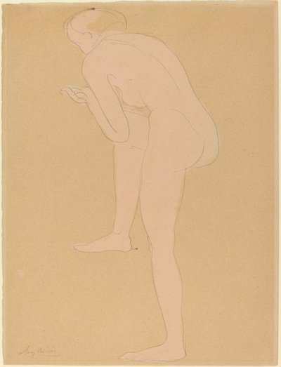 右膝を上げて前屈する図 作： Auguste Rodin