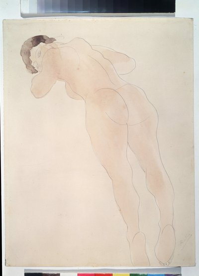 ""Nu"" (ヌード) 横たわっている裸の女性。 水彩画 オーギュスト・ロダン (1840-1917) 1900-1908年 プーシキン美術館、モスクワ 作： Auguste Rodin