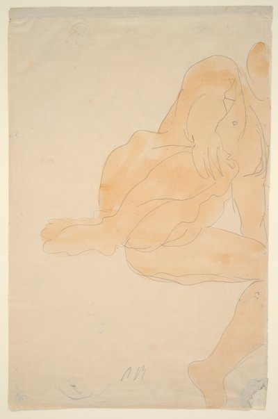 裸で座って膝を上げた 作： Auguste Rodin