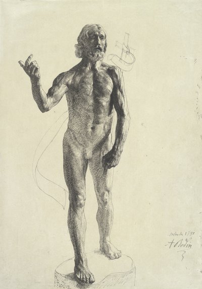 セントジョンザバプティスト、1880年（紙に黒鉛を使用した黒インク） 作： Auguste Rodin