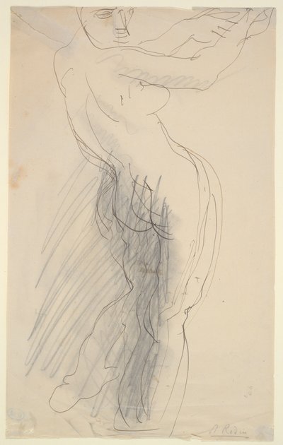 立っている女性のヌード、腕を上げる 作： Auguste Rodin