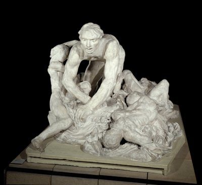 Ugolin ウゴリン（ウゴリーノ・デラ・ゲラルデスカ伯爵）、ピサの暴君、祖国への裏切り者、4人の子供に囲まれている。ダンテ・アリギエリ(1265-1321)の『神曲』の中で、地獄で喚起される人物。オーギュスト・ロッドによる彫刻 作： Auguste Rodin