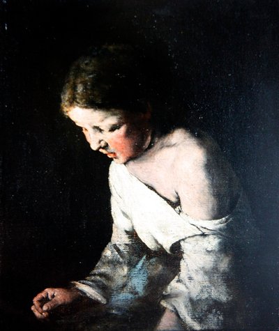 裁縫をする少女 1865年頃 （油彩・キャンバス） 作： Auguste Theodule Ribot