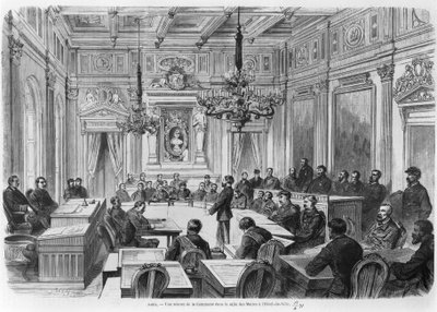 1871年パリのホテルドゥヴィル、サルデメアでのセッション中のコミューンのメンバー 作： Auguste Victor Deroy