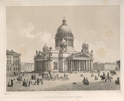 Admiralteysky Prospektから見た聖イサアク大聖堂From：The Construction of the Saint Isaacs Cathedral、1845 作： Auguste de Montferrand