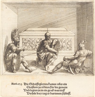 墓の中のキリスト、1548年。 作： Augustin Hirschvogel