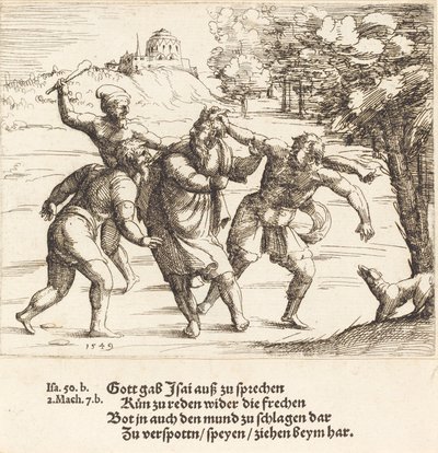 イザヤは信仰ゆえに嘲笑を受け入れる, 1549. 作： Augustin Hirschvogel