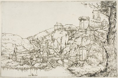 川と町と城のある風景 作： Augustin Hirschvogel