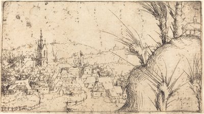 左に町のある風景、1549年。 作： Augustin Hirschvogel