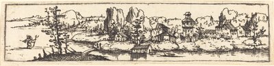聖クリストファーと川の風景 作： Augustin Hirschvogel