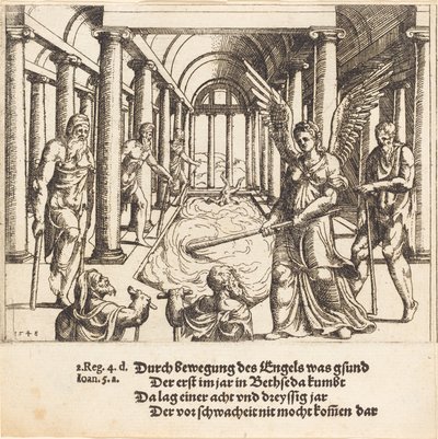 ベセスダの池を揺さぶる天使、1548年。 作： Augustin Hirschvogel