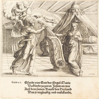 受胎告知、1548年。 作： Augustin Hirschvogel