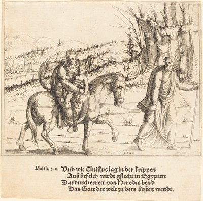 エジプトへの逃避、1548年。 作： Augustin Hirschvogel