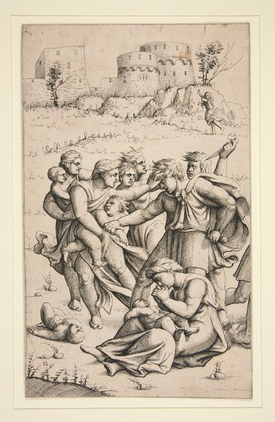 The Massacre of the Innocents (一連の 3 枚のシートの中央のシート) 作： Augustin Hirschvogel