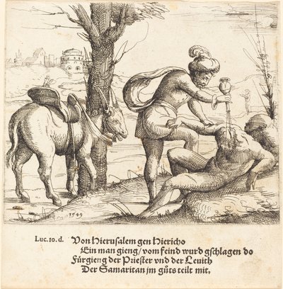善きサマリア人のたとえ話、1549 年。 作： Augustin Hirschvogel