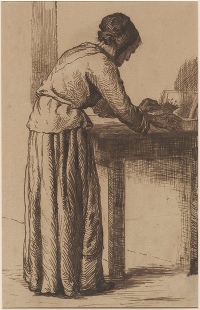 働く老婆 作： Augustin Théodule Ribot