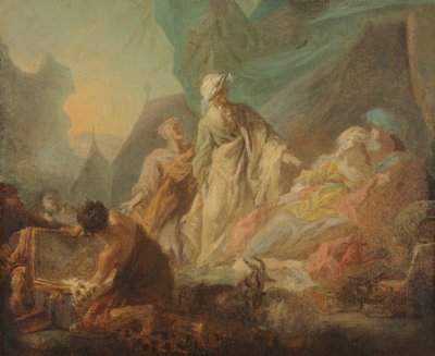 盗まれた神々を探すラバン、1753年。 作： Augustin de Saint Aubin