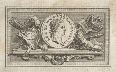 1768年に出版されたTibèreou les les 6 premi ...の6冊目のカリギュラの肖像画のあるメダル 作： Augustin de Saint Aubin