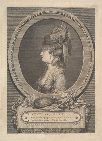 Adrienne-Sophie Marquise de ***、1779の肖像。 作： Augustin de Saint Aubin