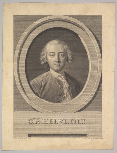 クロード・アドリアン・ヘルヴェティウスの肖像1715-1771、1772。 作： Augustin de Saint Aubin