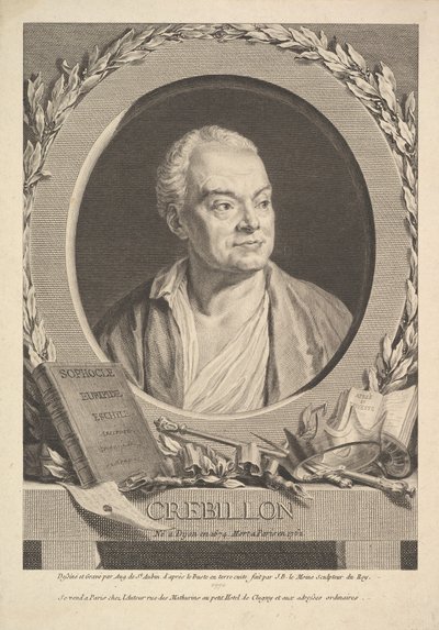 クレビヨンの肖像画、1770年。 作： Augustin de Saint Aubin