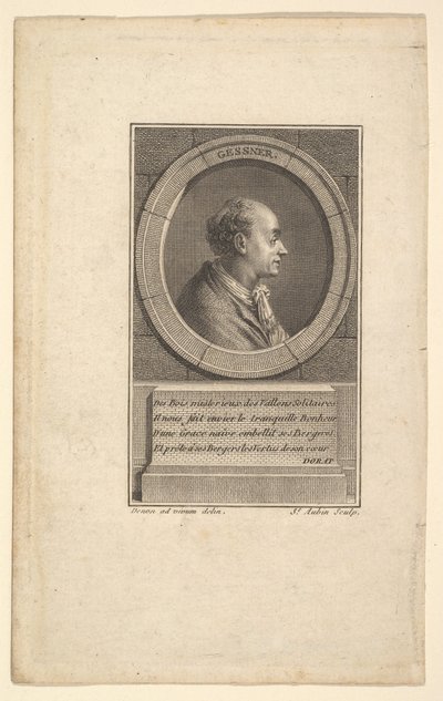 ゲスナーの肖像、1775年。 作： Augustin de Saint Aubin