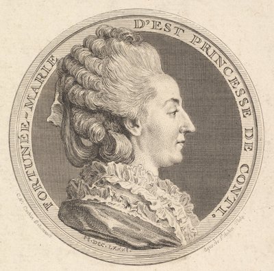 フォルトゥネマリーデストの肖像画メダルのプリント、コンティ王女、1781年。 作： Augustin de Saint Aubin