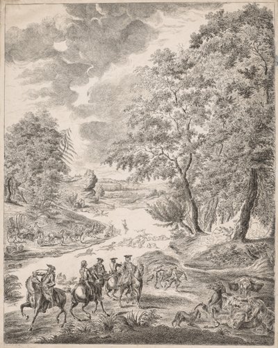 鹿狩り 作： Augustin de Saint Aubin