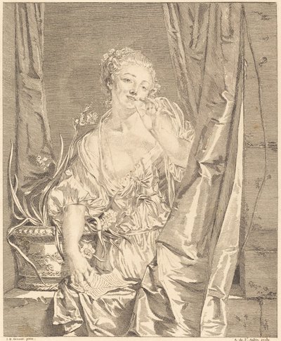 送ったキス 作： Augustin de Saint Aubin after Jean Baptiste Greuze